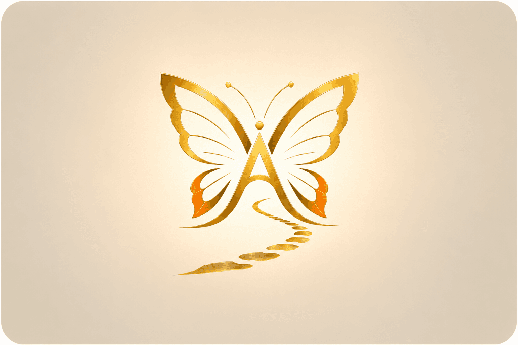Arathadam golden butterfly logo centerpiece with pathway